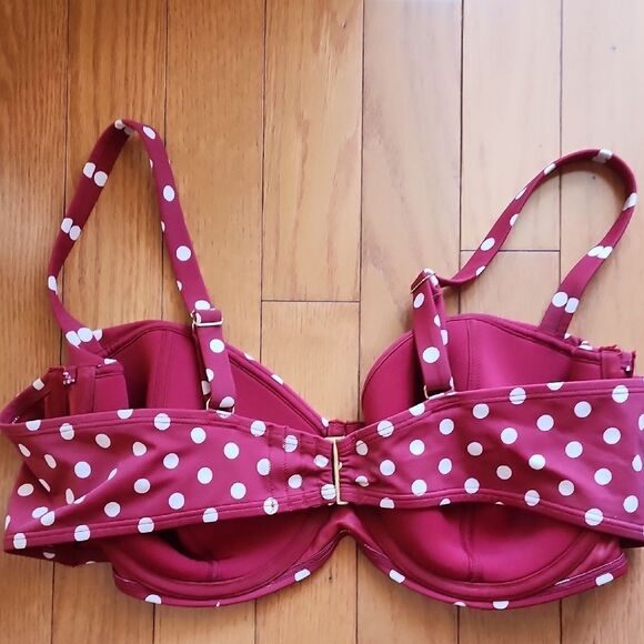 Adore Me Red Polka Dot Swimwear- Women's Size 1X Bottom, Size 42D Top - Picture 6 of 6